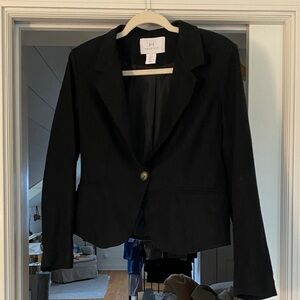 H Halston Women's Black Linen Blazer Jacket